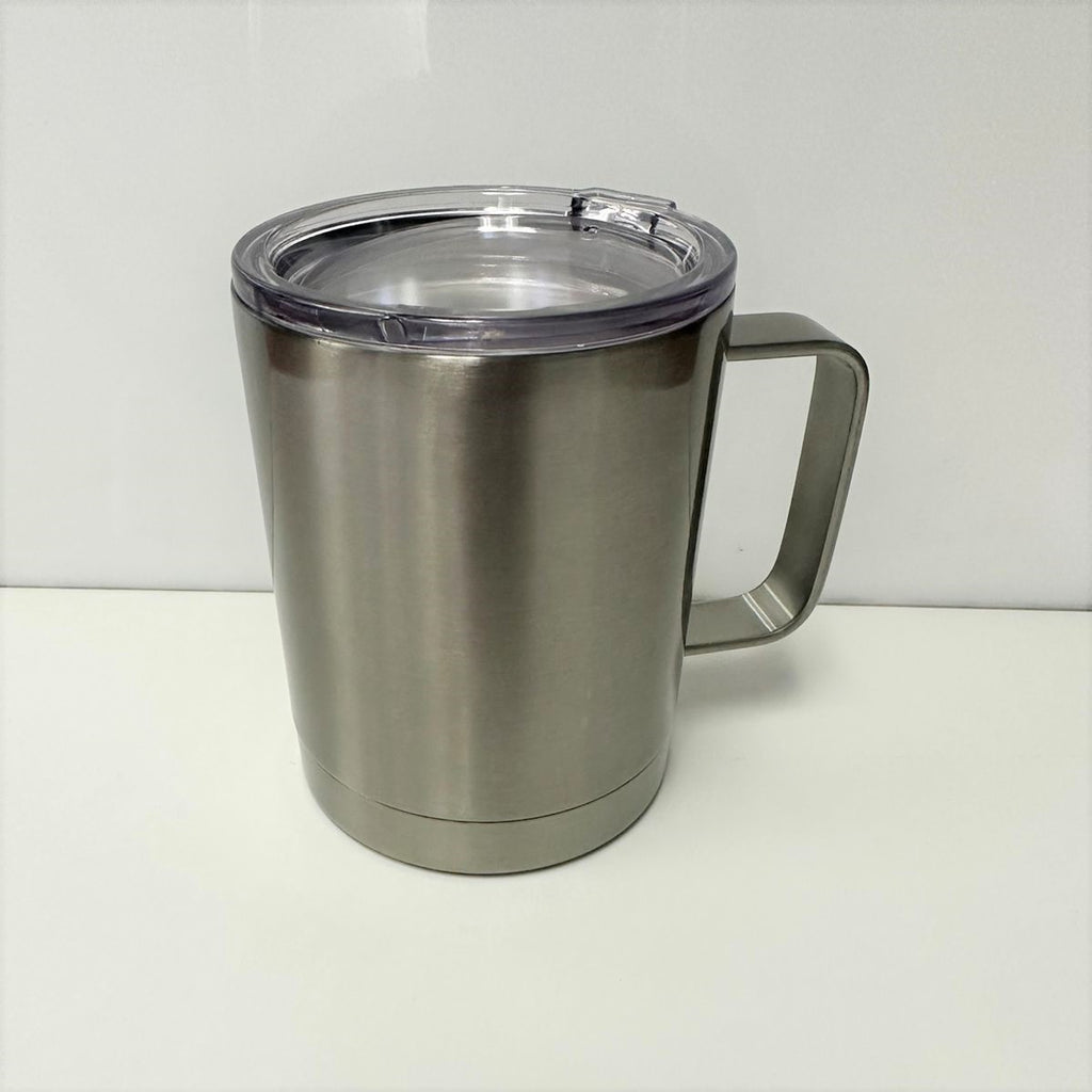 VASO DE ACERO PLATA CON ASA 300ML