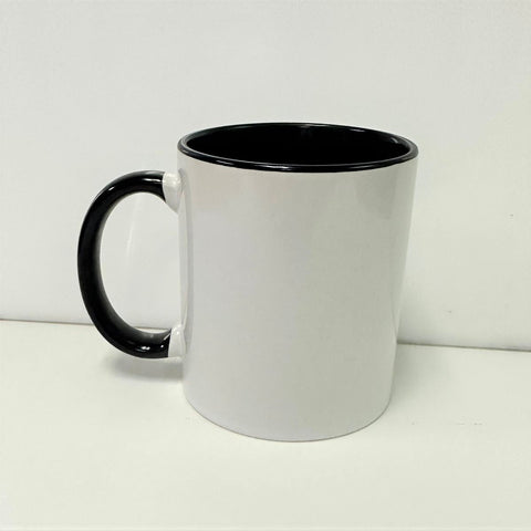 TAZA DE CERAMICA 11OZ CON COLOR INTERNO Y ASA NEGRO